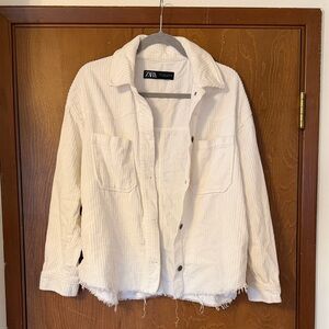 Zara Women's Cream Corduroy Utility Jacket